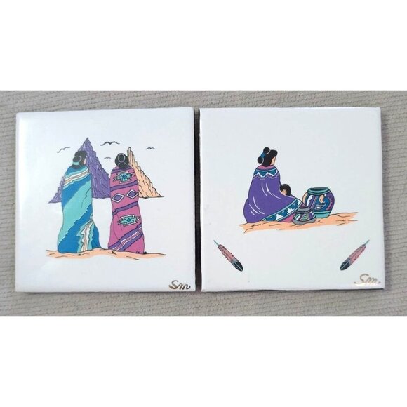 Lamosa Handcrafted Mexican Ceramic Tiles Vibrant Indigenous Art 4.25" x 4.25" - Picture 1 of 6